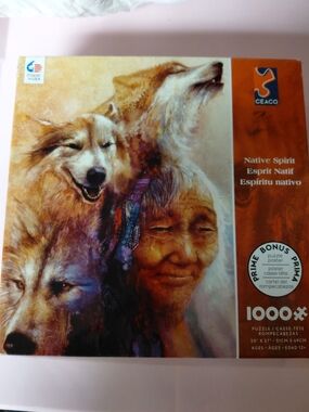 CEACO "Native Spirit" 1000-Piece Puzzle - Wolves & Elder Portrait
